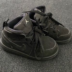 Black microsuede air Jordan 1’s